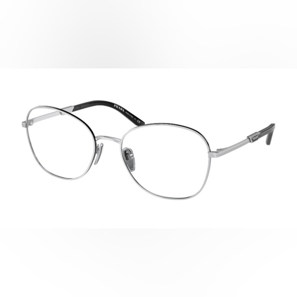 Prada 0PR 64YV Eyeglasses Silver/Black Frame Round Full Rim 54-18-135 No Case - Picture 3 of 15